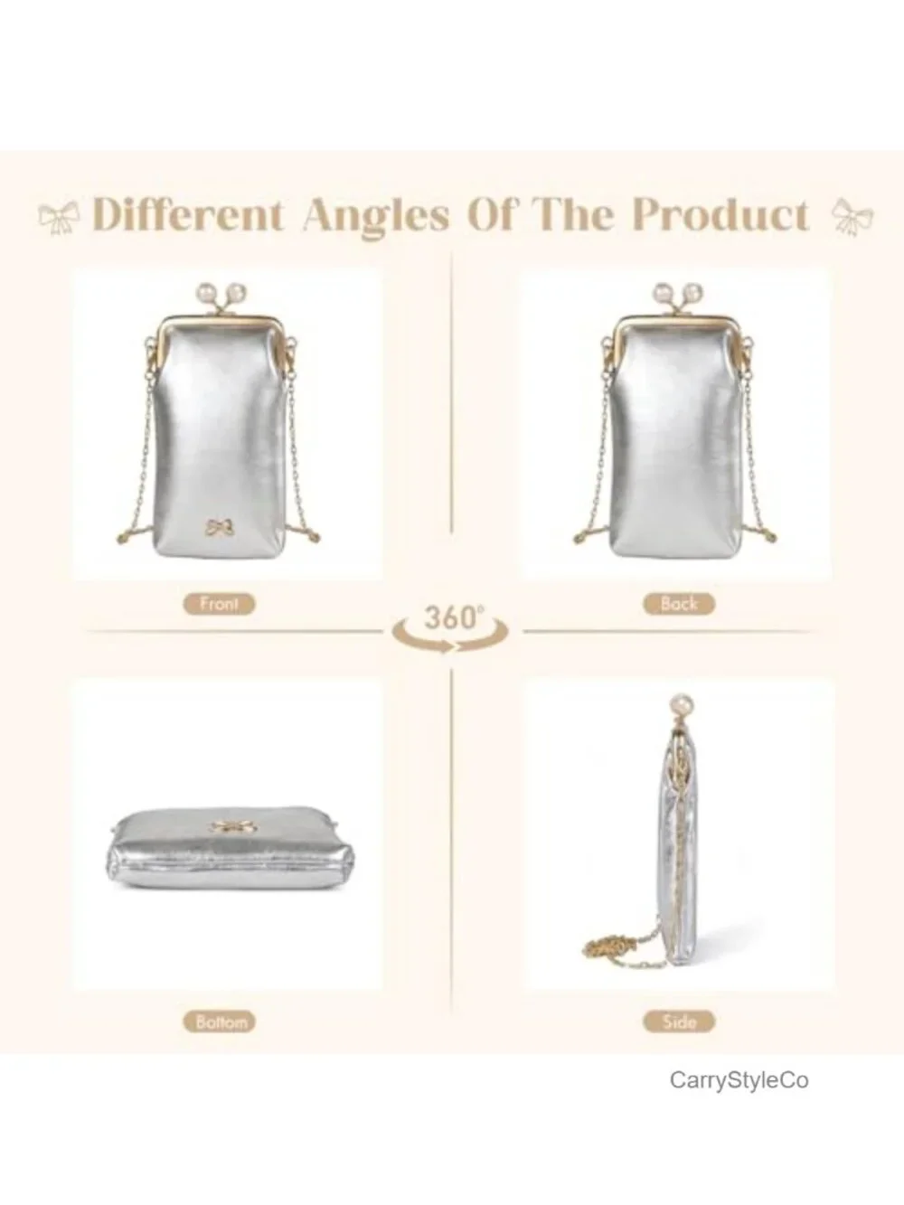 Designer Faux Leather Chain Crossbody Mini Phone Bag with Kiss Lock